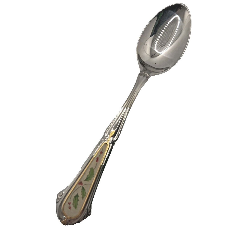 Lenox Holiday Holly & Berry Place Spoon Stainless 18/10 Flatware Vietnam NOS VTG